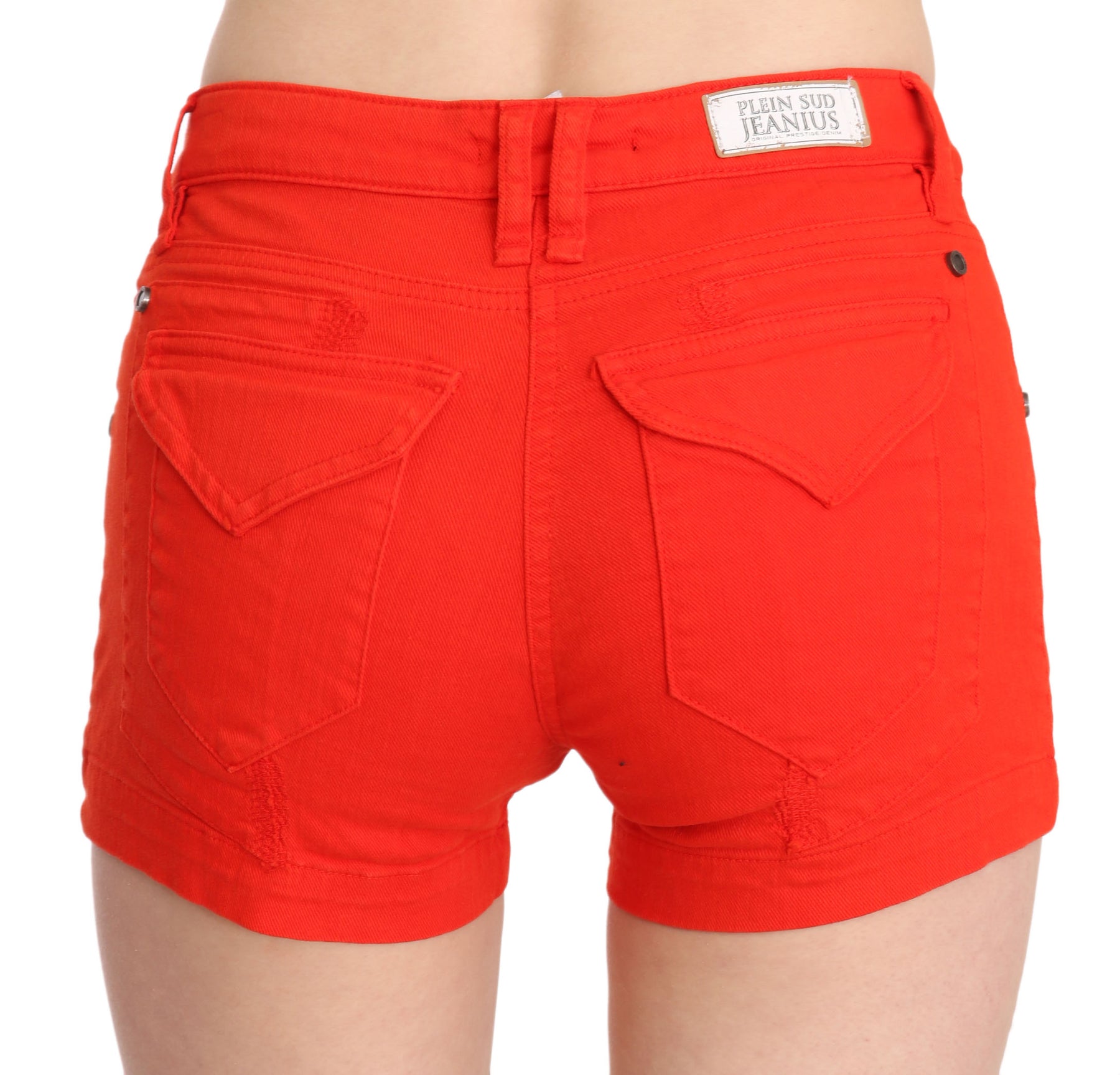 PLEIN SUD Orange Mid Waist Cotton Denim Mini | Regal Royce