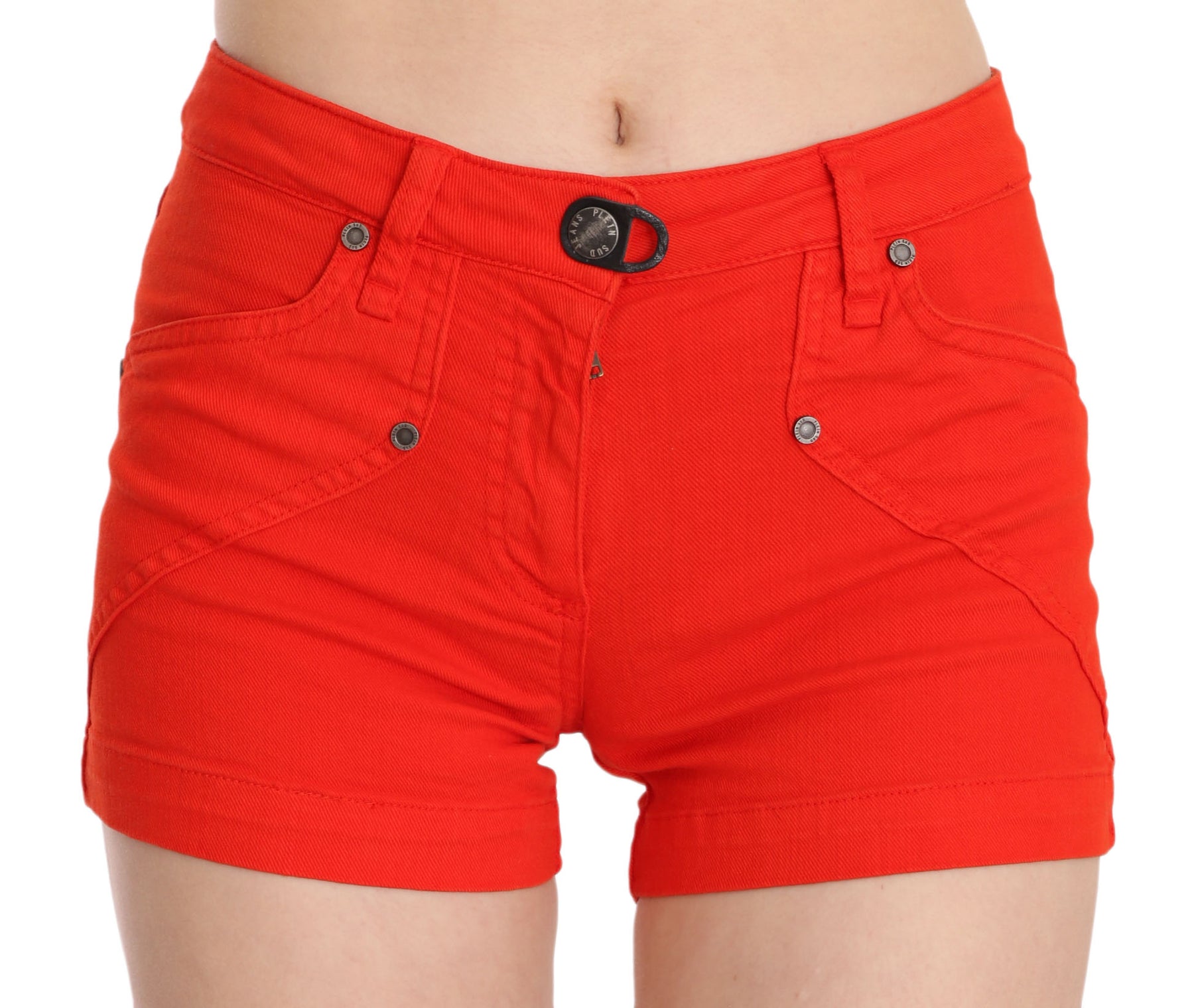 PLEIN SUD Orange Mid Waist Cotton Denim Mini | Regal Royce
