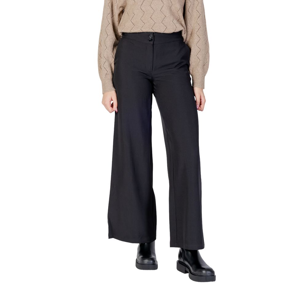 Jacqueline De Yong Black Polyester Flared Pants | Regal Royce