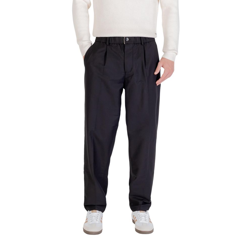 Gianni Lupo Black Cotton Casual Pants | Regal Royce