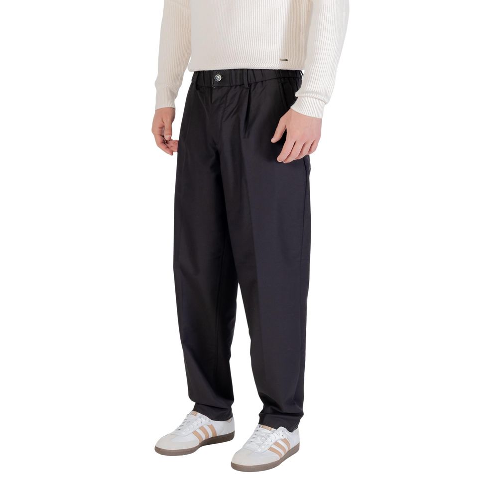 Gianni Lupo Black Cotton Casual Pants | Regal Royce