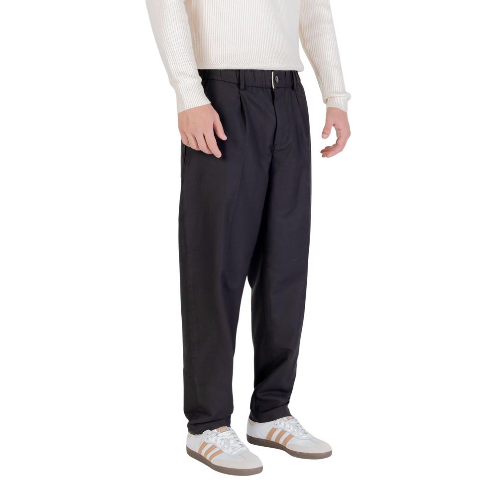 Gianni Lupo Black Cotton Casual Pants | Regal Royce
