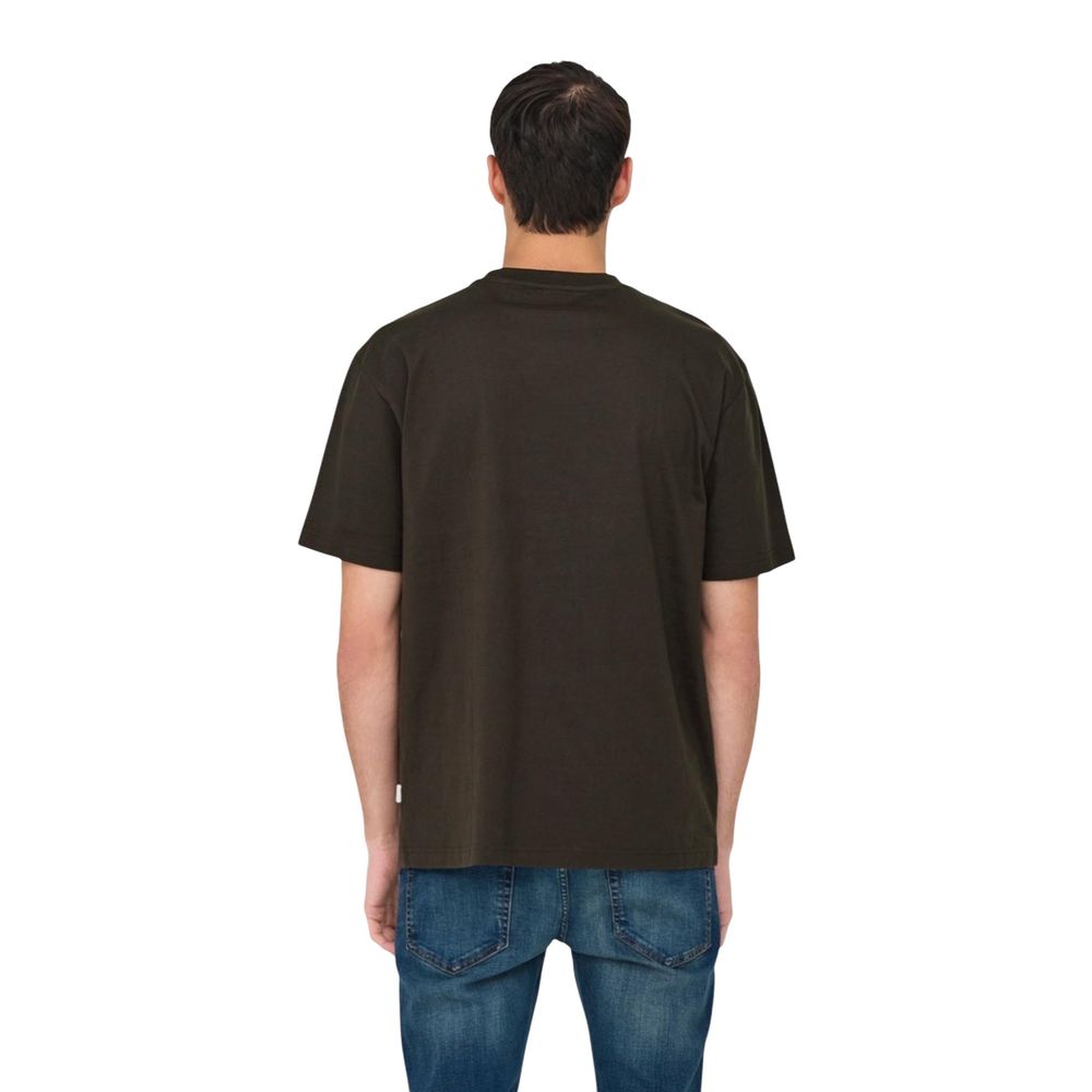 Only & Sons Brown Organic Cotton T-Shirt | Regal Royce
