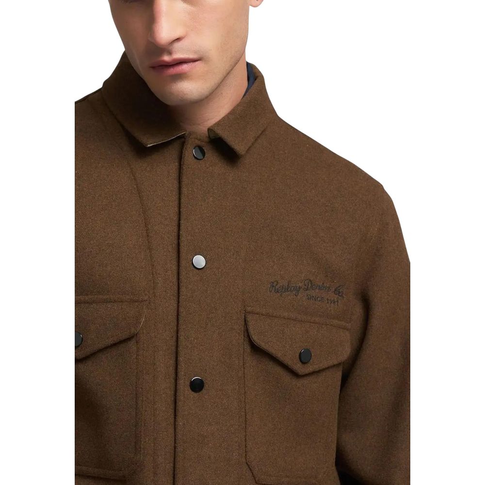 Replay Brown Polyester Coat | Regal Royce