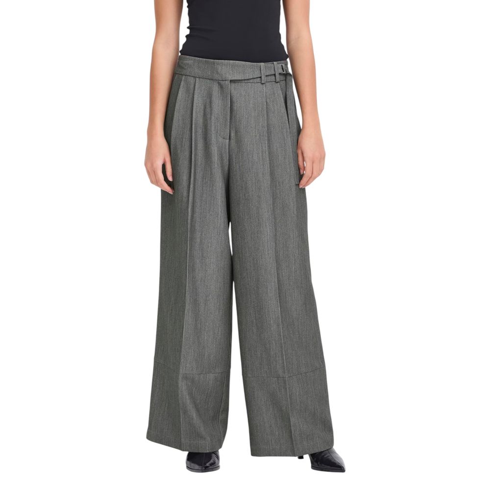 ICHI Gray Polyester Casual Pants | Regal Royce