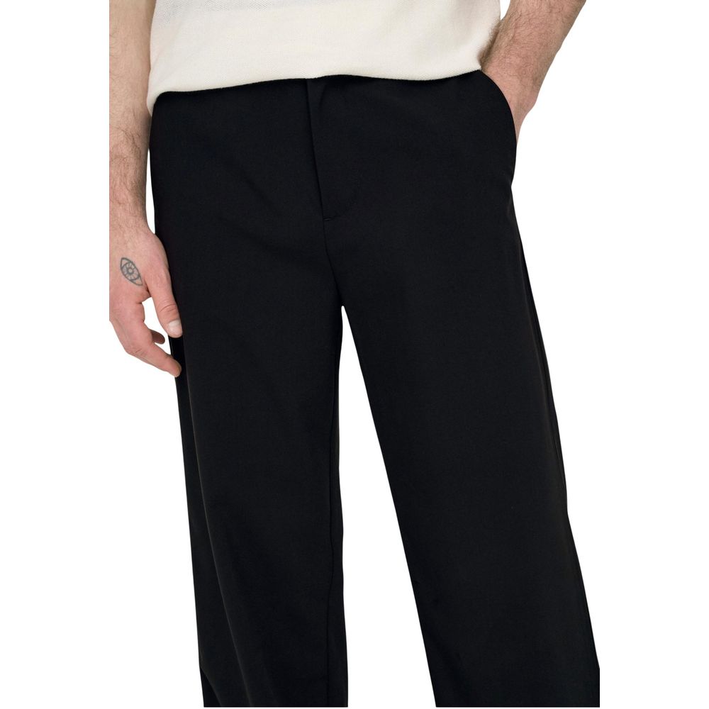 Only & Sons Black Polyester Casual Pants | Regal Royce