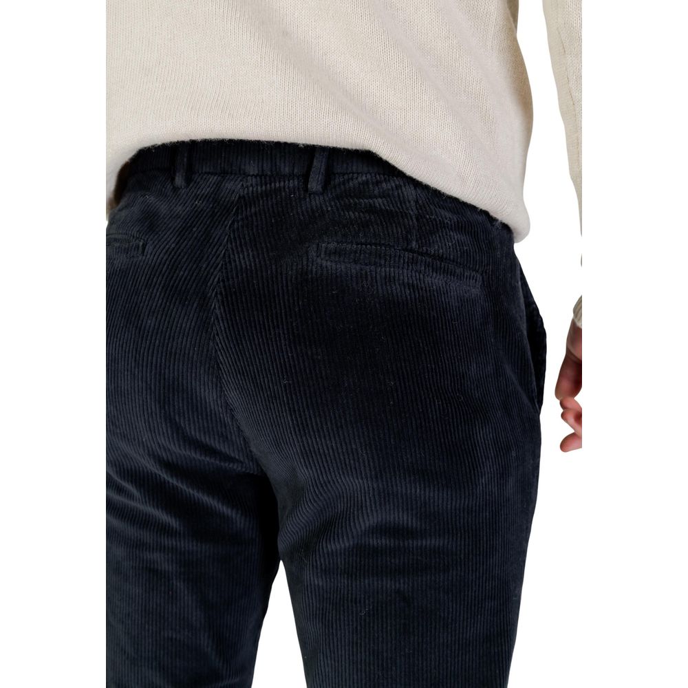 Borghese Blue Cotton Casual Pants | Regal Royce