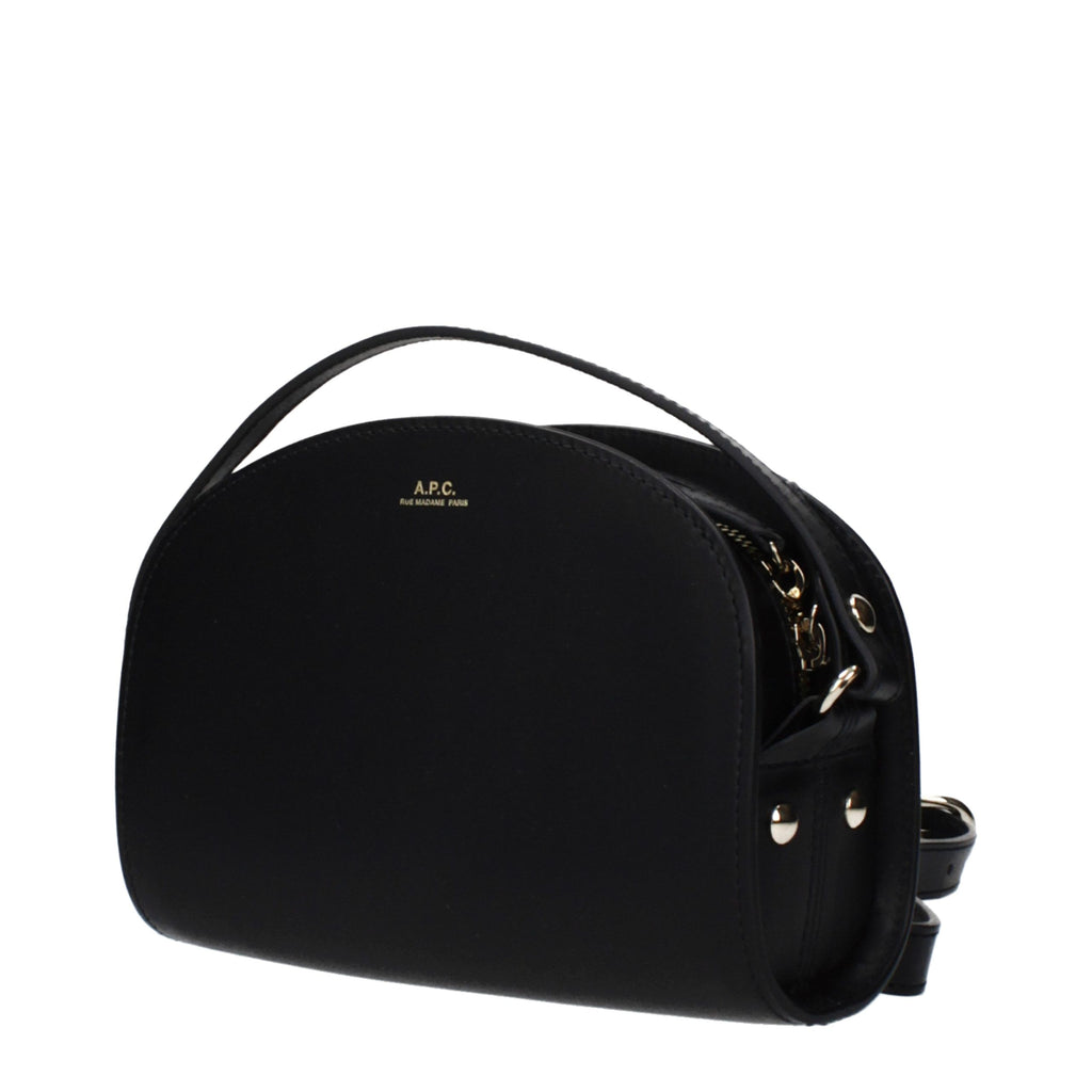 A.P.C. Black Leather Crossbody Bag