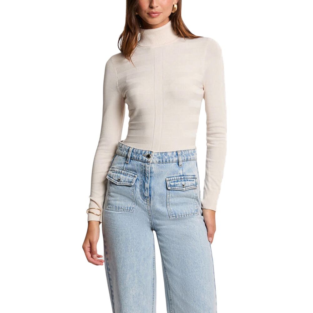 Morgan De Toi Beige Viscose Turtleneck | Regal Royce