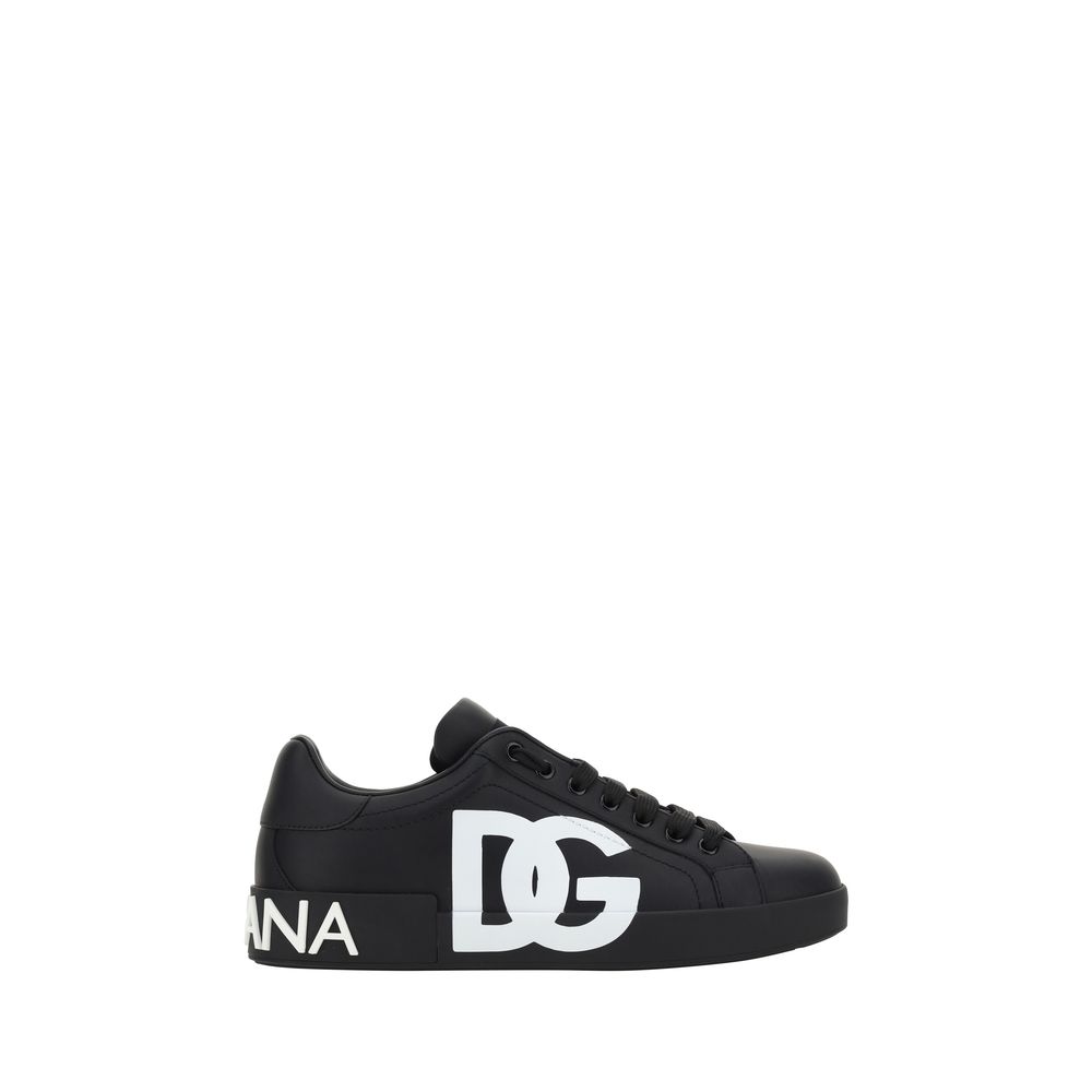 Dolce & Gabbana Black Calf Leather Bos Taurus Sneakers | Regal Royce