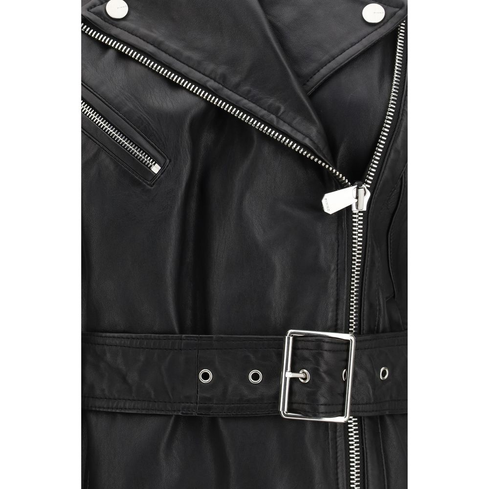 PINKO Black Goatskin Sleveless Jacket | Regal Royce