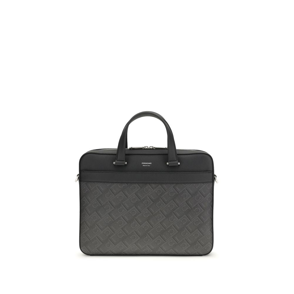 Ferragamo Gray Calf Leather Bos Taurus Briefcase | Regal Royce