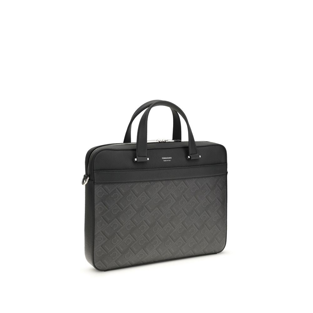 Ferragamo Gray Calf Leather Bos Taurus Briefcase | Regal Royce