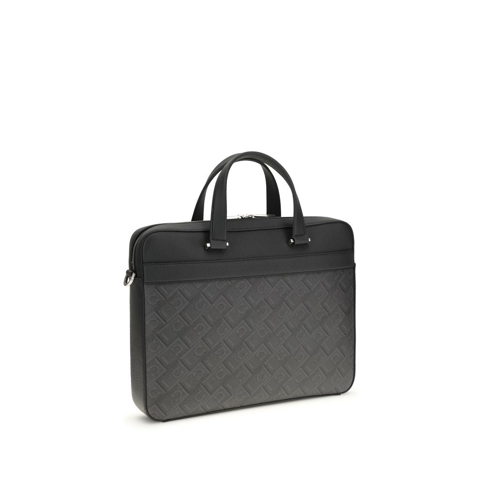 Ferragamo Gray Calf Leather Bos Taurus Briefcase | Regal Royce