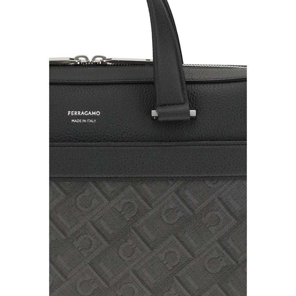 Ferragamo Gray Calf Leather Bos Taurus Briefcase | Regal Royce