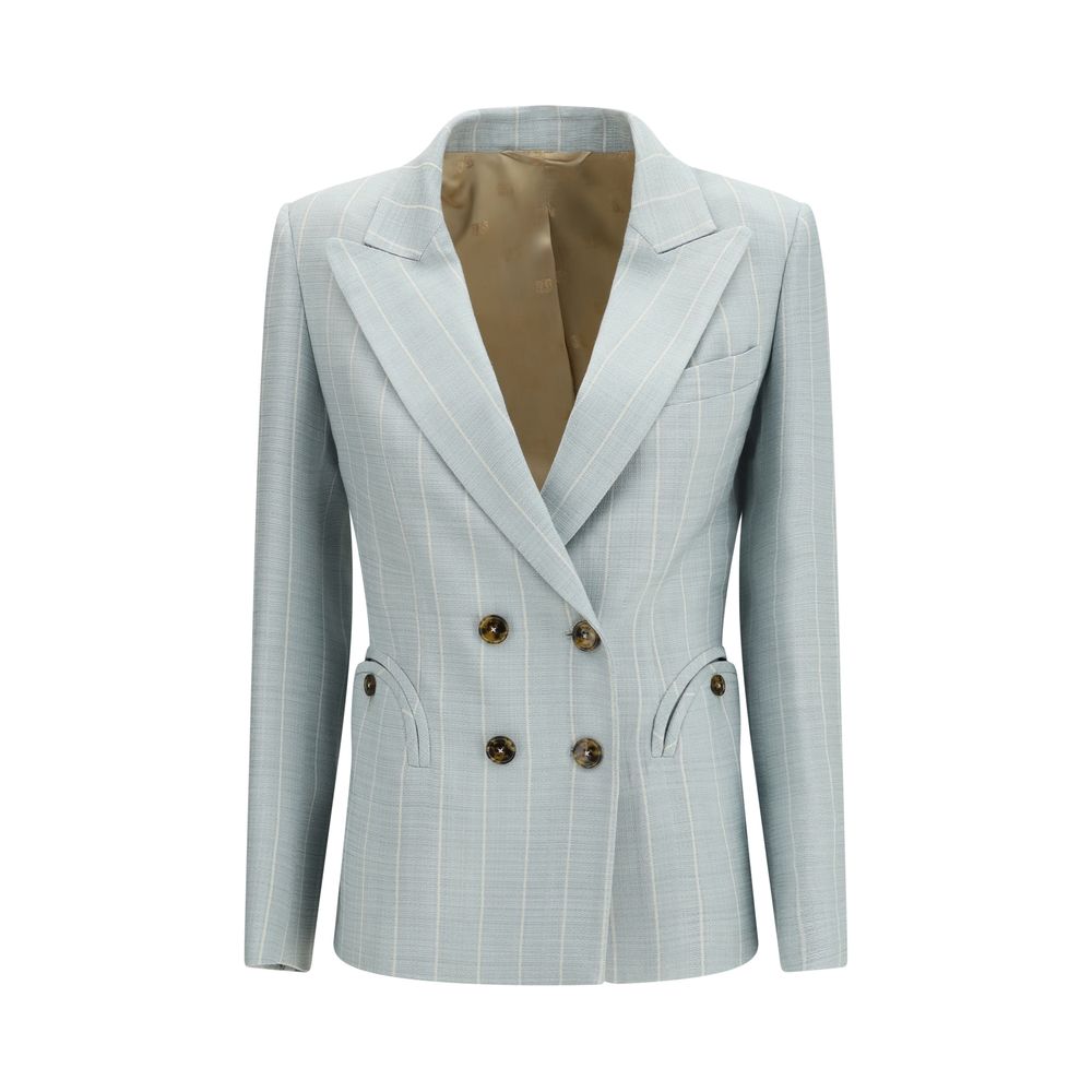 Blazé Milano Blue Viscose Blazer | Regal Royce