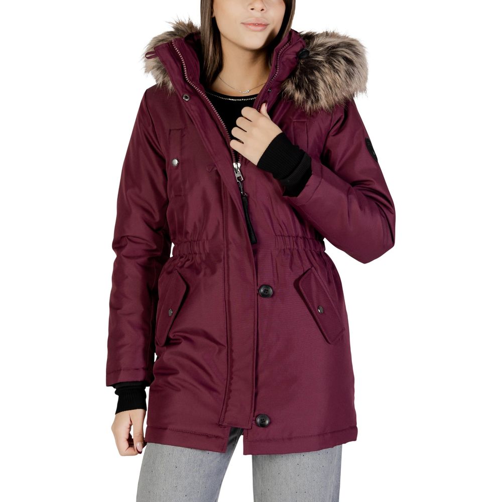 Only Bordeaux Polyester Parka | Regal Royce