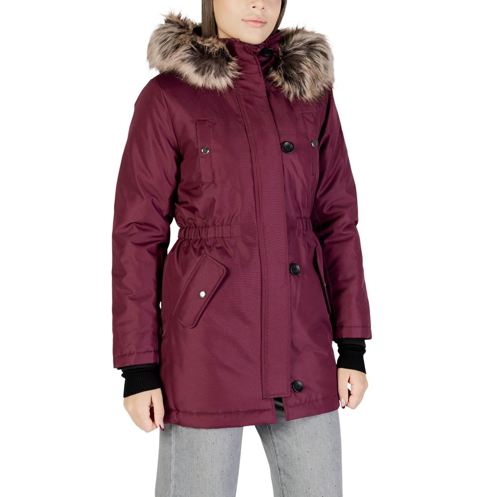 Only Bordeaux Polyester Parka | Regal Royce