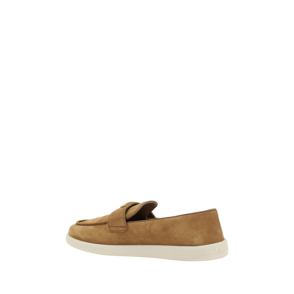 Prada Brown Calf Leather Bos Taurus Slip-On Loafers | Regal Royce