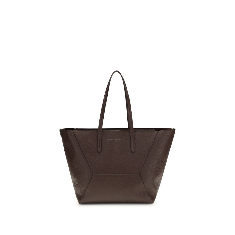 Brunello Cucinelli Brown Calf Leather Bos Taurus Shoulder Bag | Regal Royce