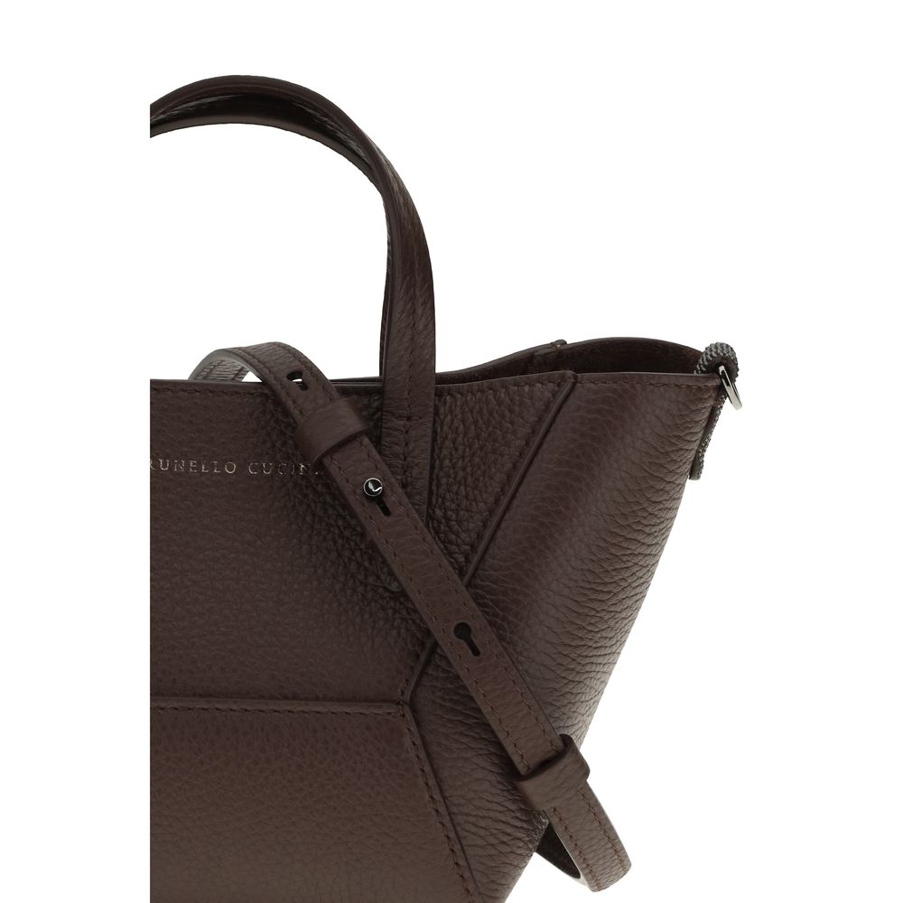 Brunello Cucinelli Bordeaux Calf Leather Bos Taurus Shoulder Bag | Regal Royce