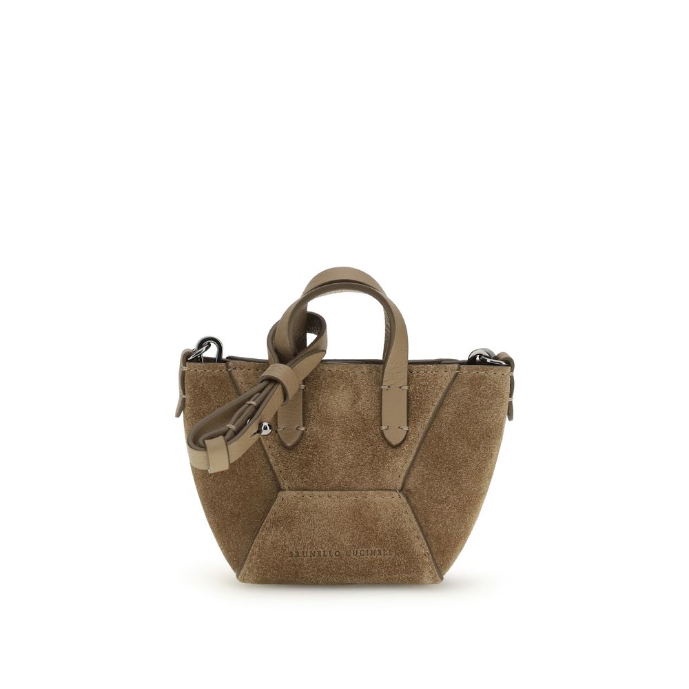 Brunello Cucinelli Brown Calf Leather Bos Taurus Shoulder Bag | Regal Royce