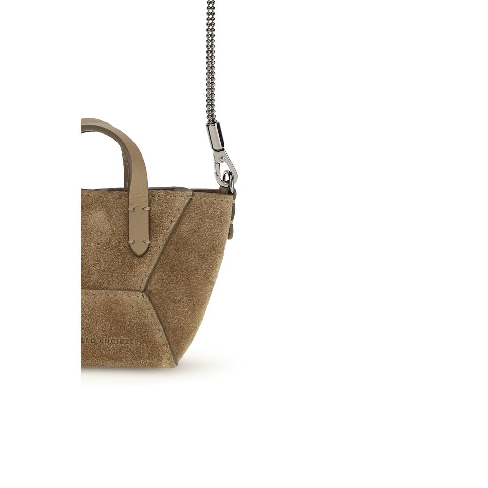 Brunello Cucinelli Brown Calf Leather Bos Taurus Shoulder Bag | Regal Royce