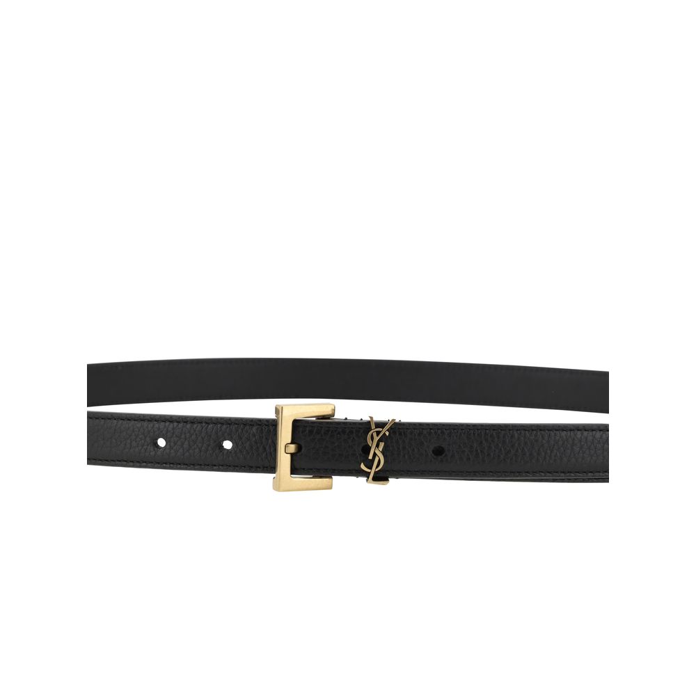 Saint Laurent Black Calf Leather Bos Taurus Regular Belt | Regal Royce