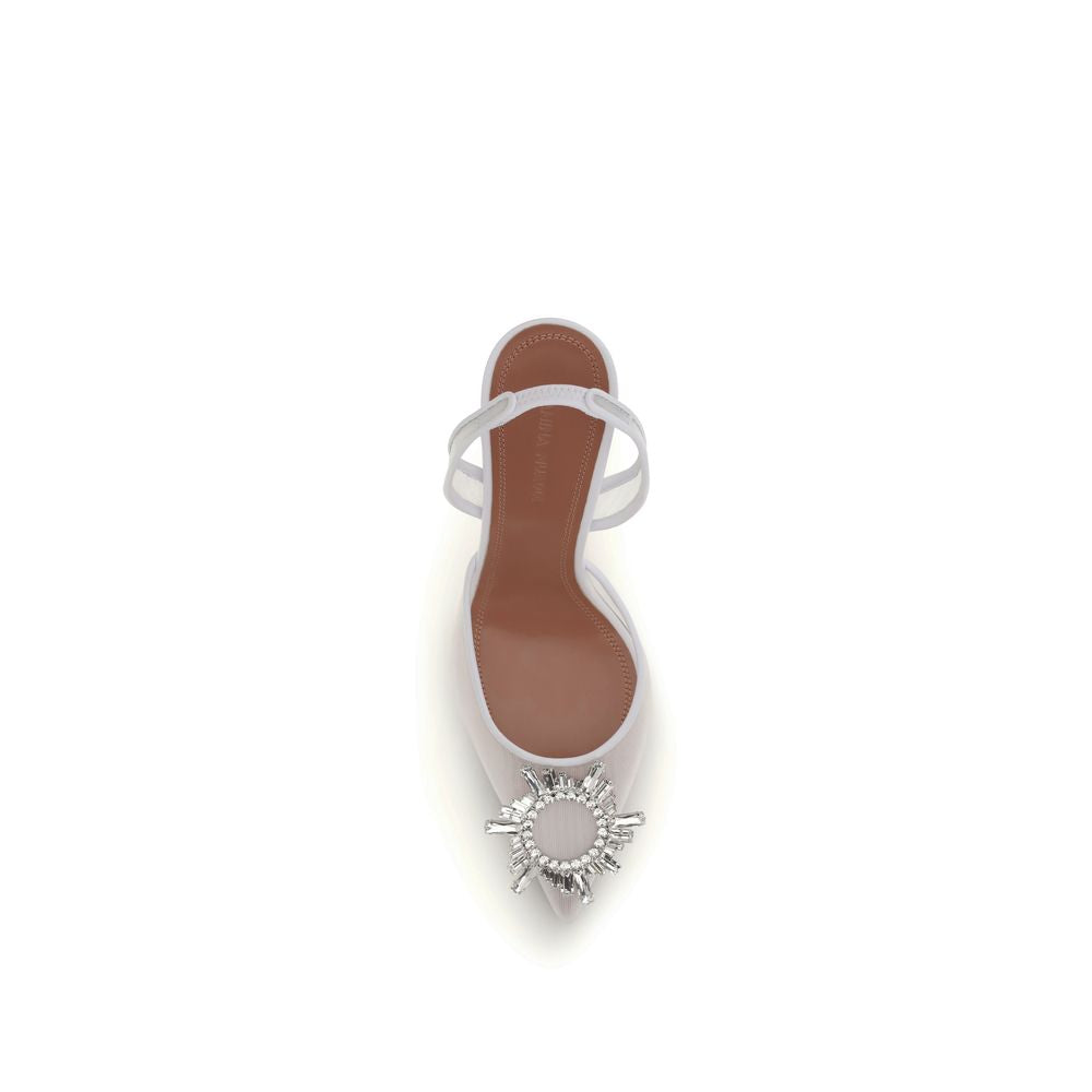 Amina Muaddi White Calf Leather Bos Taurus High Heel Pumps | Regal Royce