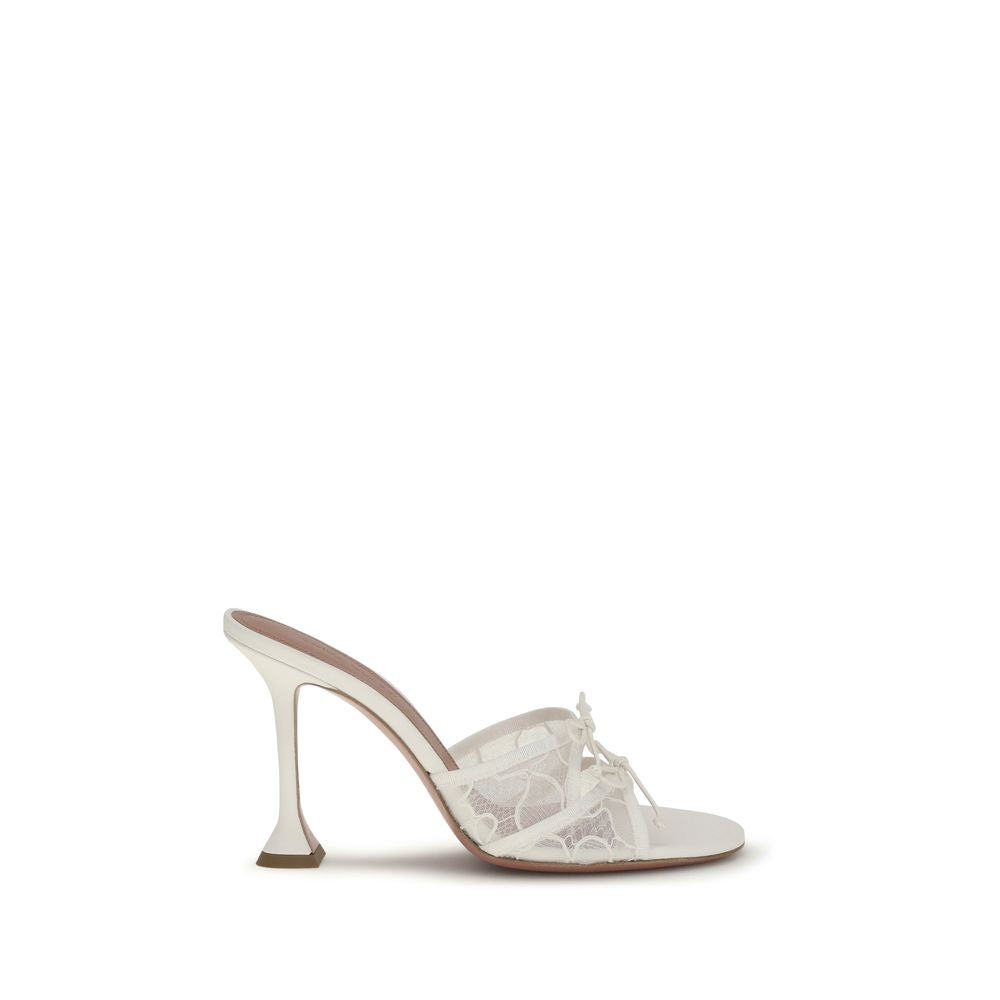 Amina Muaddi White Fabric Platform Sandals | Regal Royce