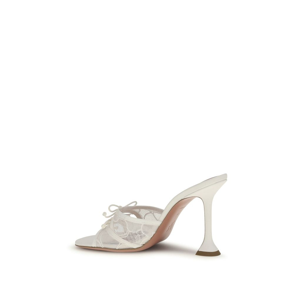 Amina Muaddi White Fabric Platform Sandals | Regal Royce