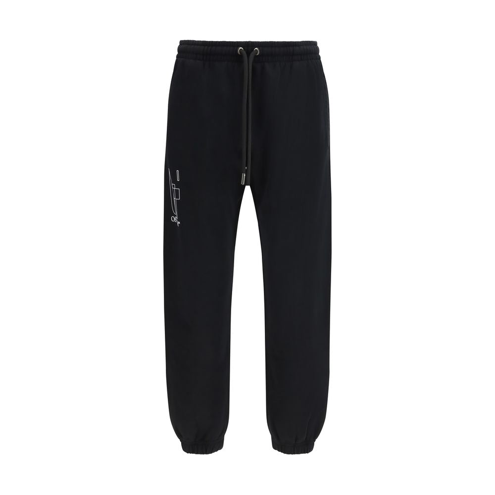 Off-White Black Cotton Joggers (Workout Pants) | Regal Royce