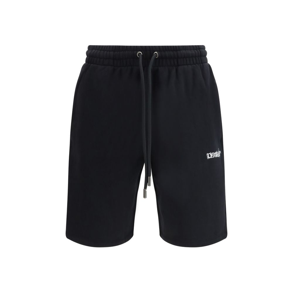 Off-White Black Cotton Bermuda Shorts | Regal Royce