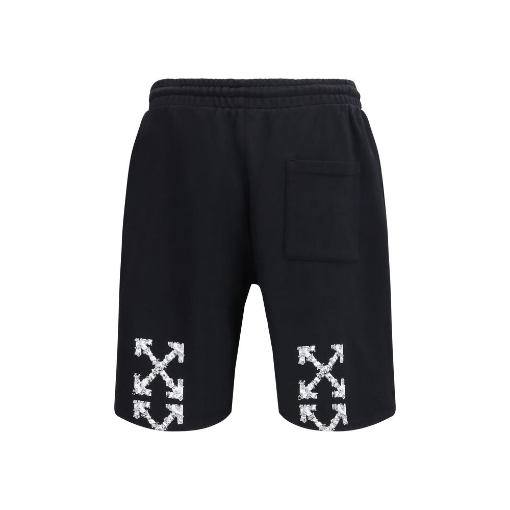 Off-White Black Cotton Bermuda Shorts | Regal Royce
