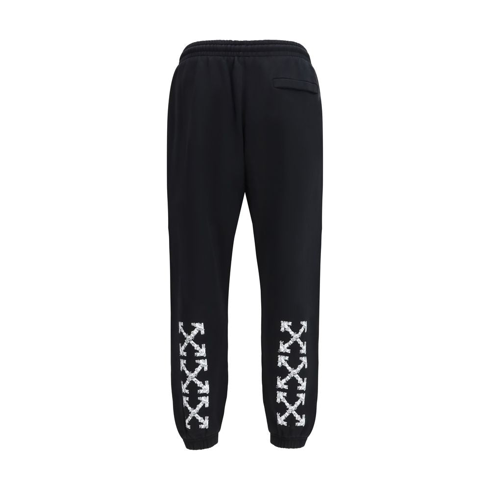 Off-White Black Cotton Joggers (Workout Pants) | Regal Royce