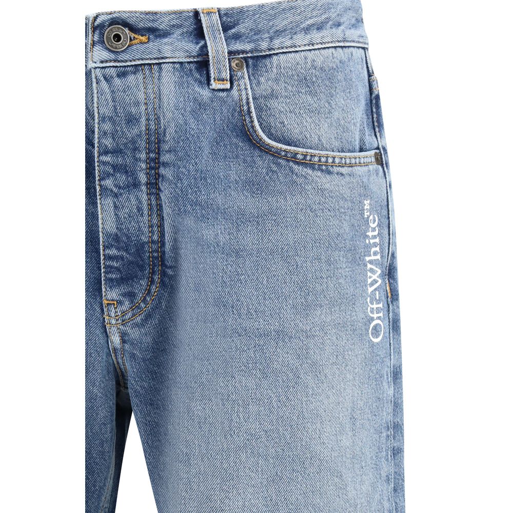 Off-White Blue Cotton Relaxed Fit Jeans | Regal Royce