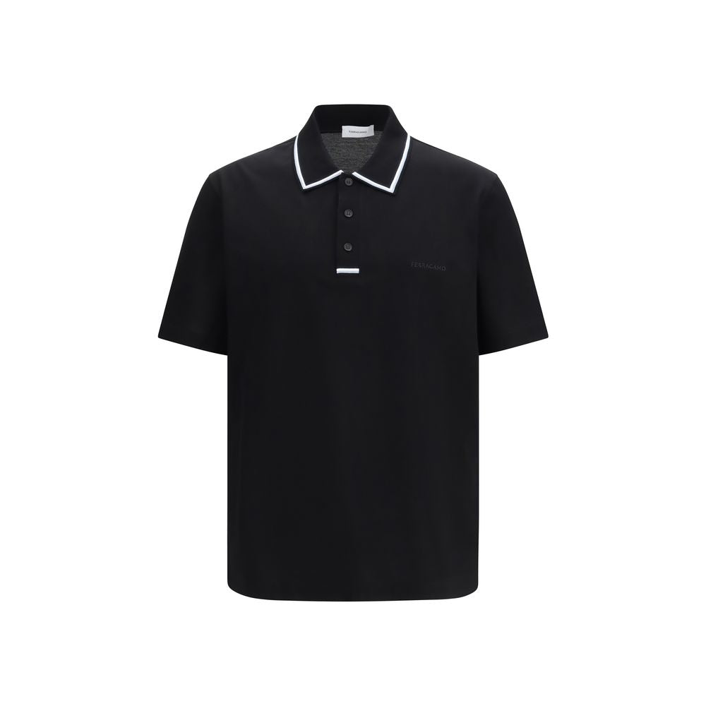Ferragamo Black Cotton Polo Shirt | Regal Royce