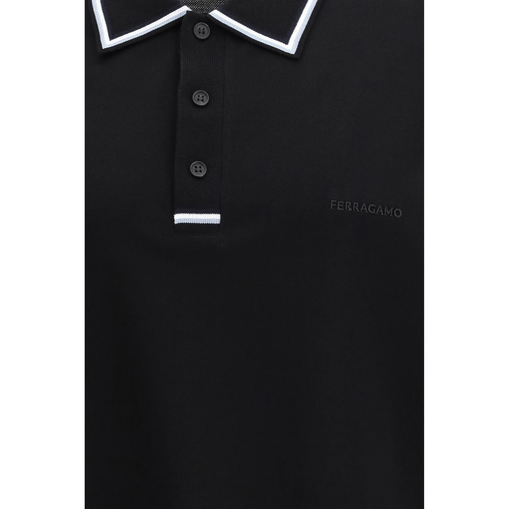 Ferragamo Black Cotton Polo Shirt | Regal Royce