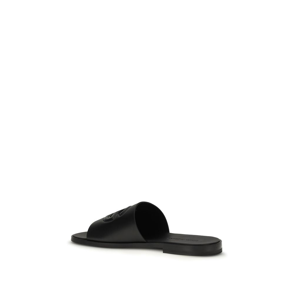 Dolce & Gabbana Black Calf Leather Bos Taurus Sandals | Regal Royce