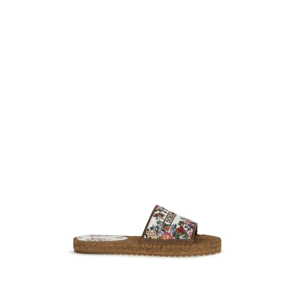 Dolce & Gabbana Multicolor Fabric Flat Sandals | Regal Royce
