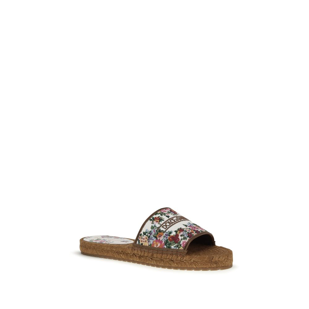 Dolce & Gabbana Multicolor Fabric Flat Sandals | Regal Royce