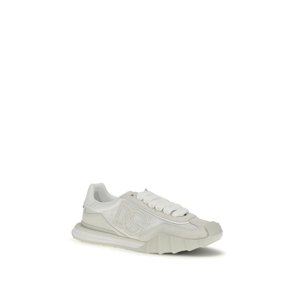 Dolce & Gabbana White Calf Leather Bos Taurus Athletic Sneakers | Regal Royce