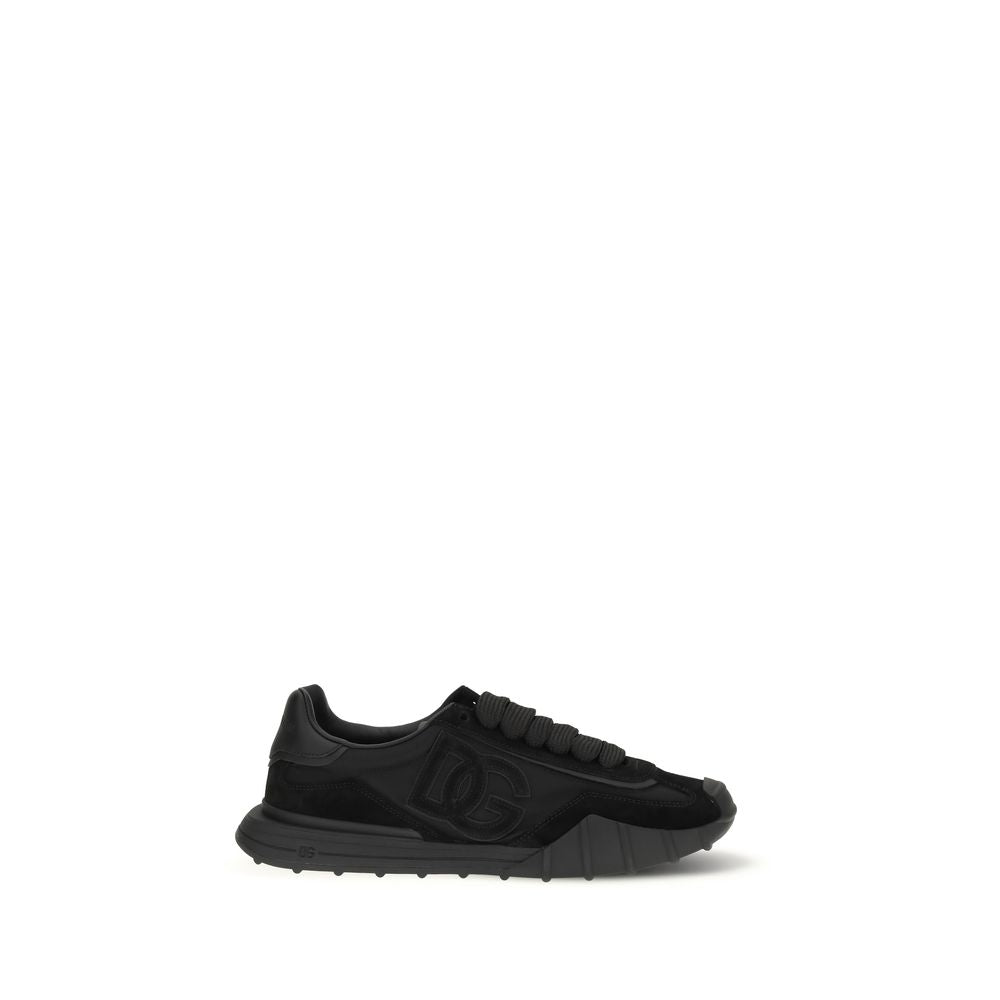 Dolce & Gabbana Black Calf Leather Bos Taurus Athletic Sneakers | Regal Royce