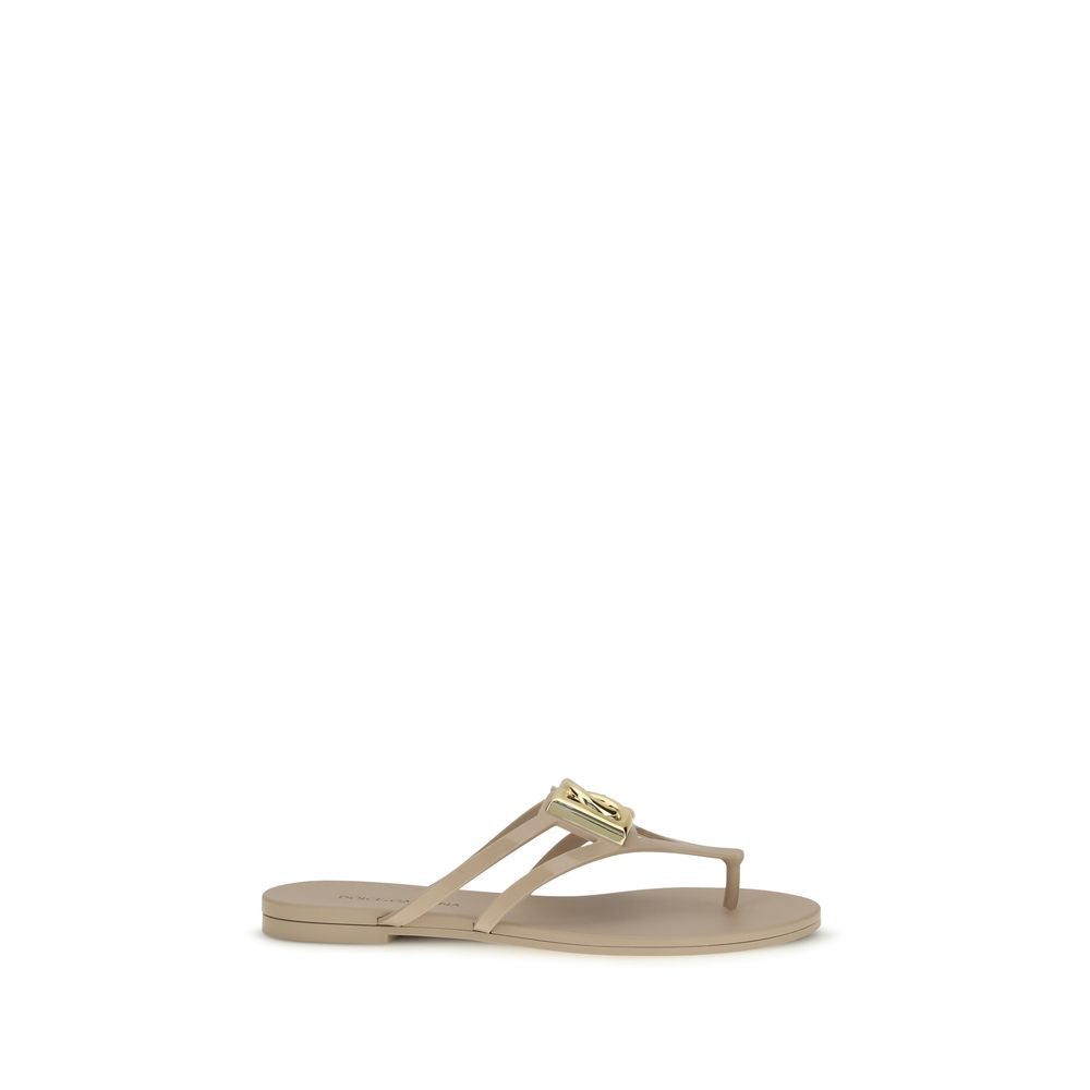 Dolce & Gabbana Gold Rubber Strap-On Sandals | Regal Royce
