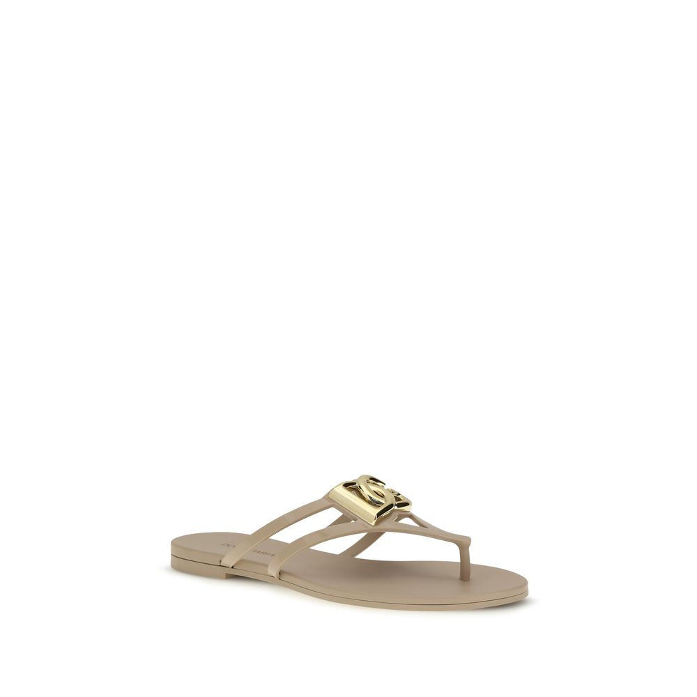 Dolce & Gabbana Gold Rubber Strap-On Sandals | Regal Royce