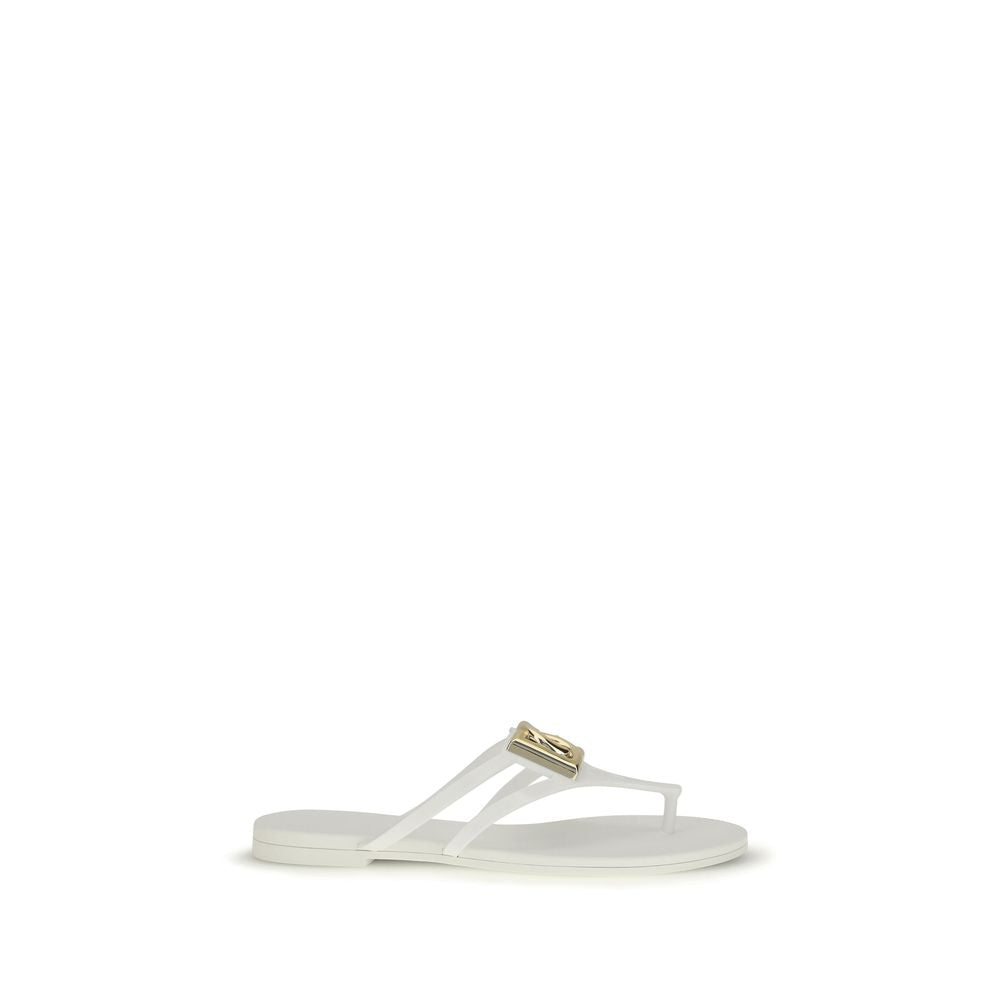 Dolce & Gabbana White Rubber Flip-Flop Sandals | Regal Royce