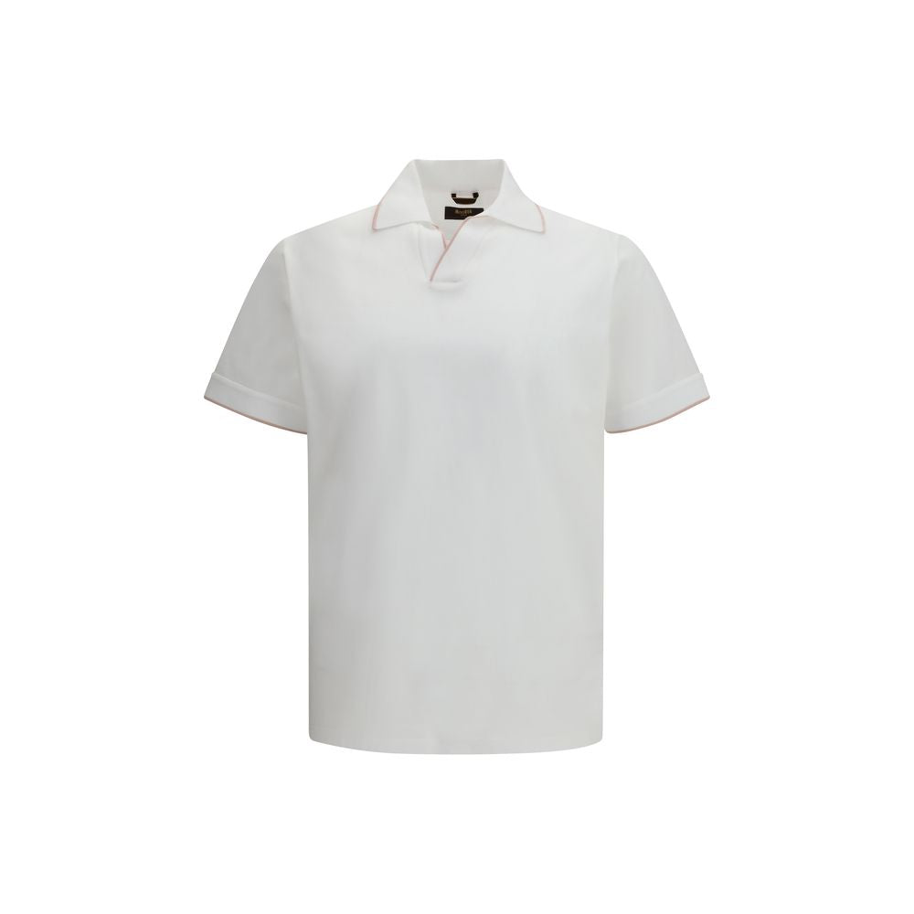 MooRER White Cotton Polo Shirt | Regal Royce