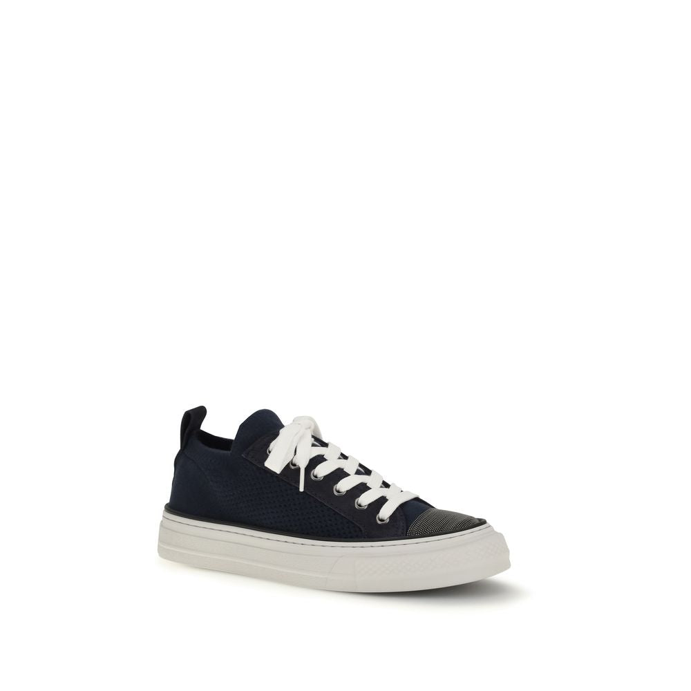 Brunello Cucinelli Blue Cotton Low Top Sneakers | Regal Royce