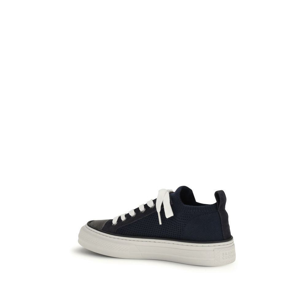 Brunello Cucinelli Blue Cotton Low Top Sneakers | Regal Royce