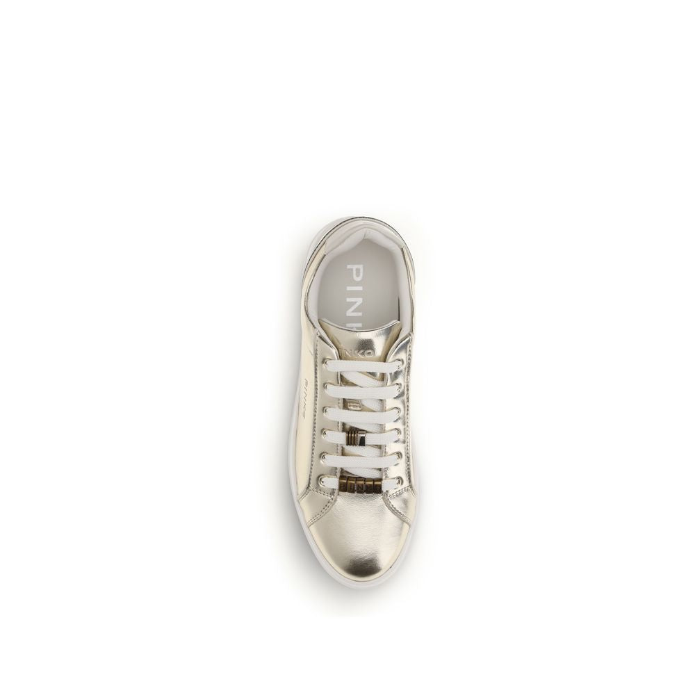PINKO Gold Calf Leather Bos Taurus Platform Sneakers | Regal Royce